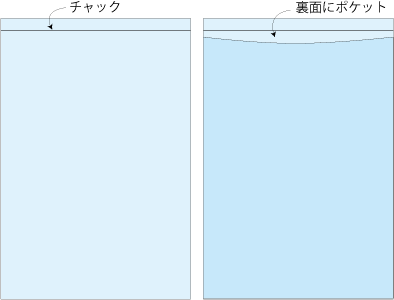 ポケット付き、チャック付き袋、ジッパ付き袋