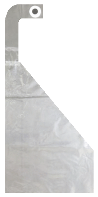 ジョイント変形袋、変形袋をつなげてシールを貼り穴あけ加工袋