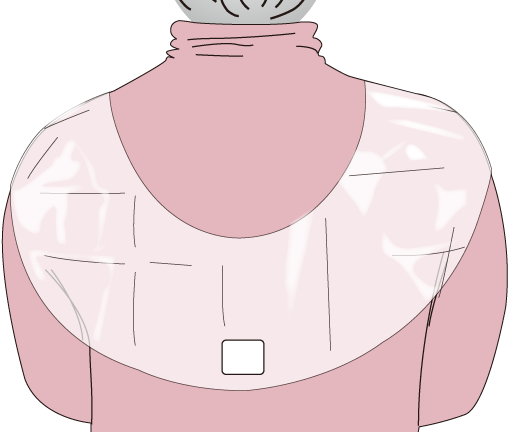 装着時、背面から見た場合、使い捨てエプロン