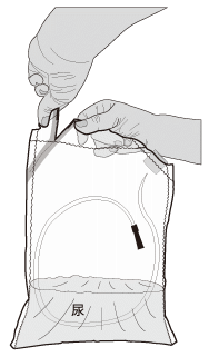 手で簡単にカットして排尿口を作成できる